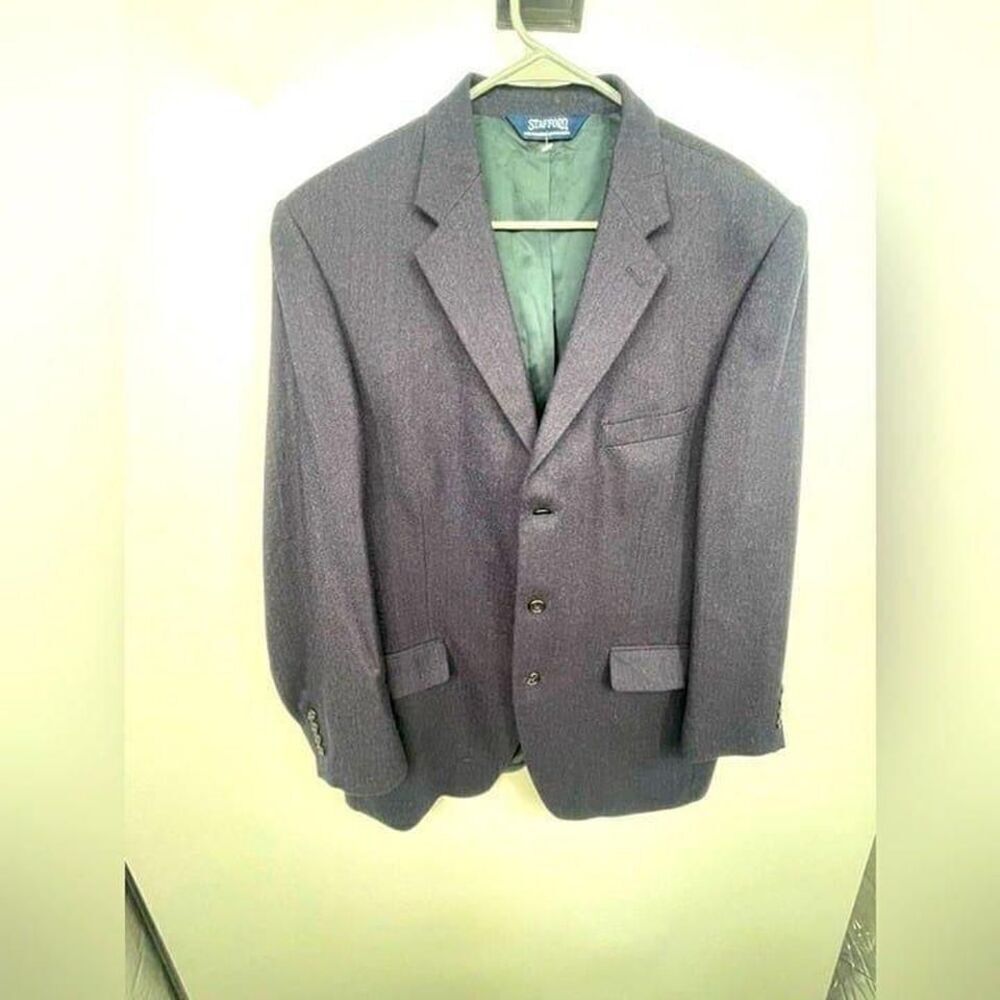 Stafford Classic size 42R Navy blue Blazer Sport Coat Business Suit Jacket K-02